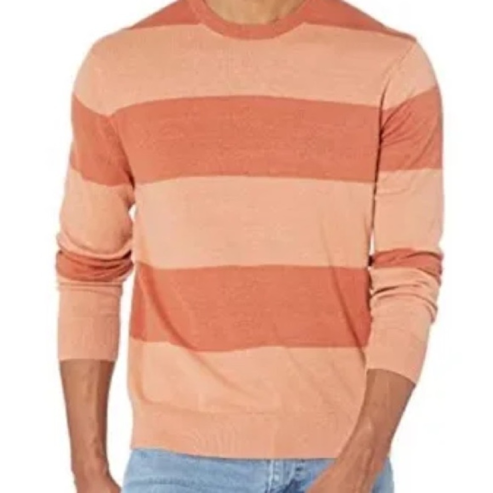 New with tag Club Monaco Men's Striped Crewneck Sweater in Coral and Peach